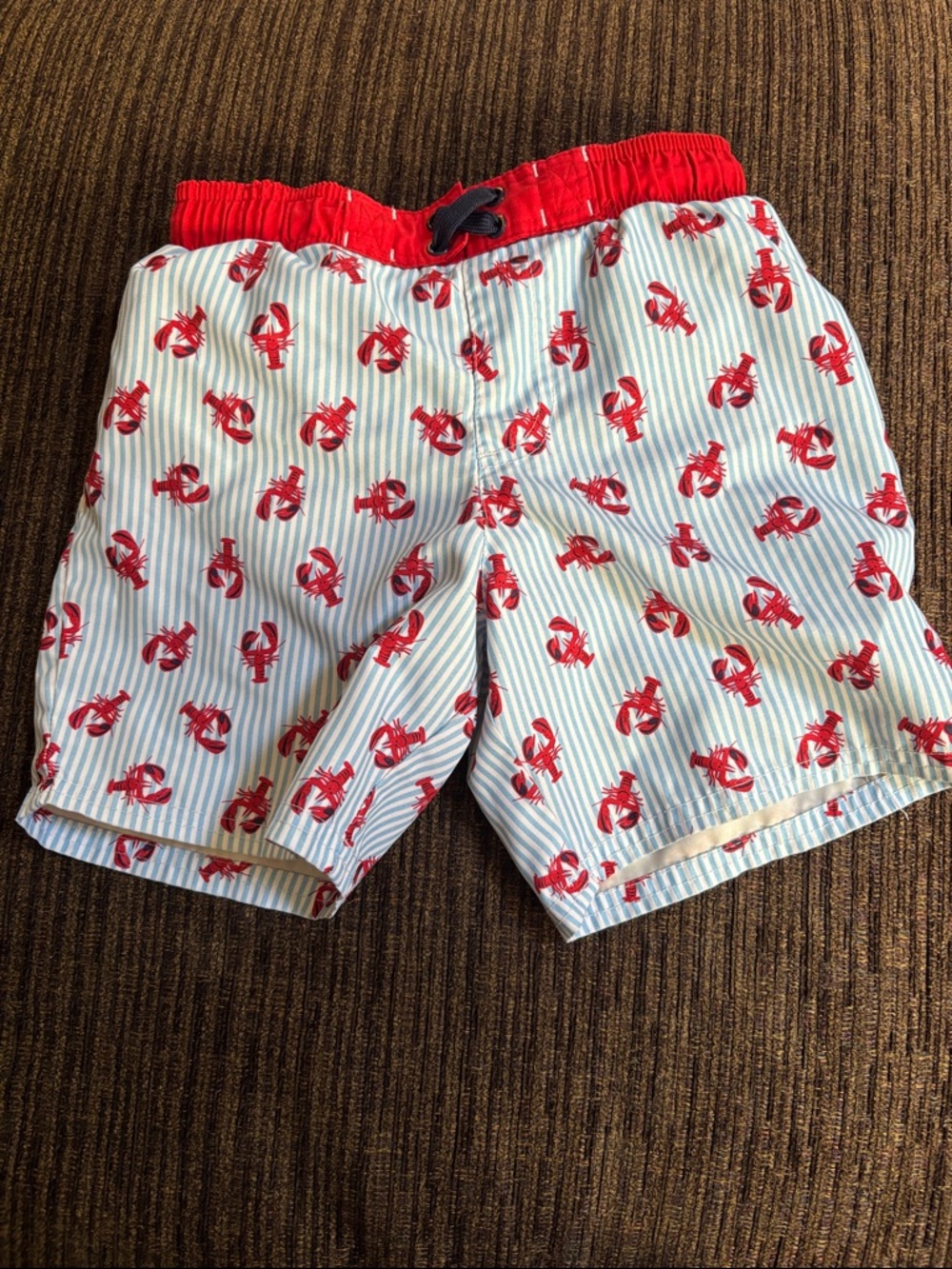 Lobster Print Swim Shorts - Red & Light Blue